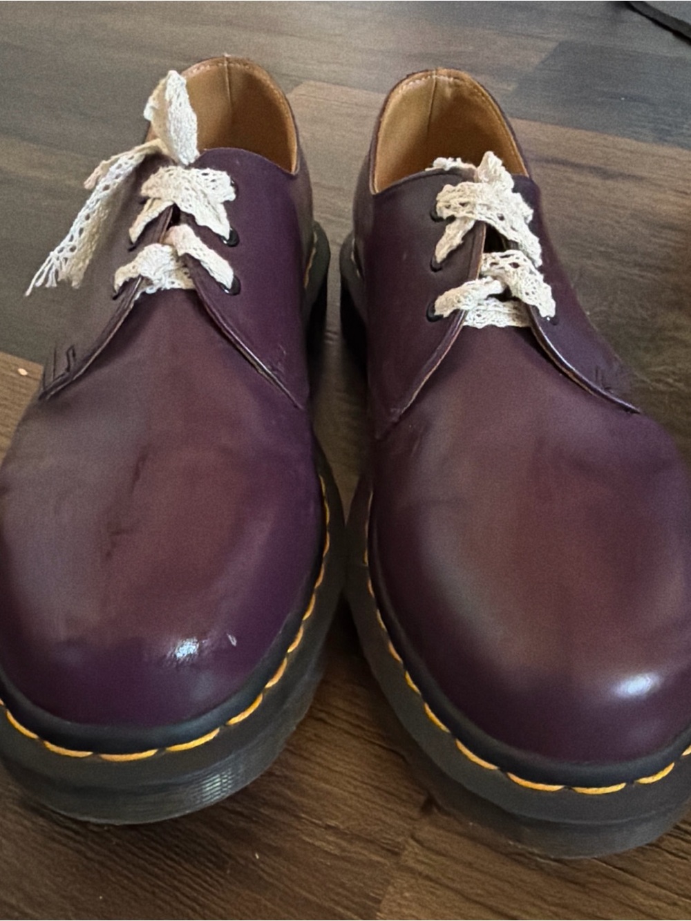 Dr. Martens Purple Leather Platform Lace-Up Shoes